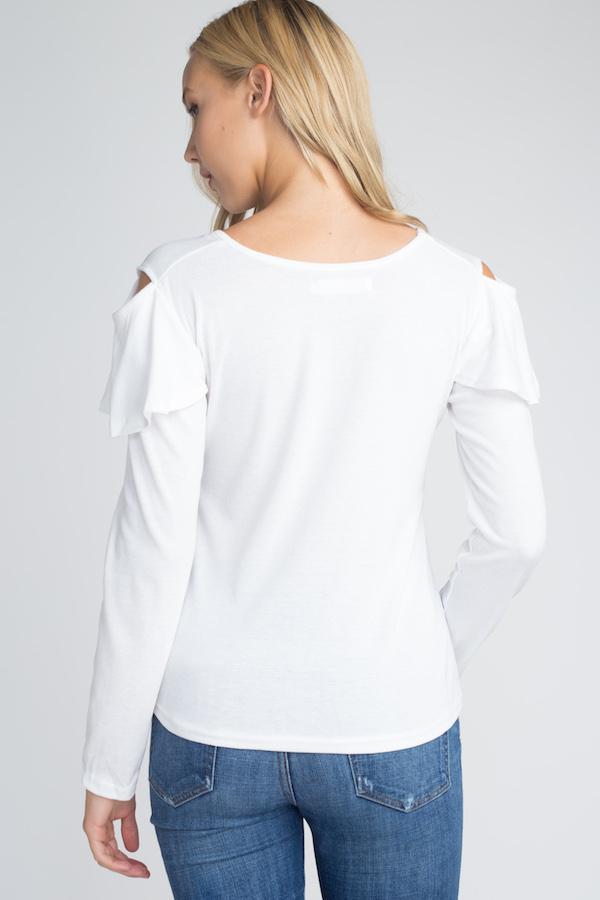 Cold Shoulder Ruffle Long Sleeve Top