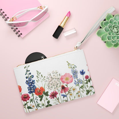 Floral Designed Zipped Clutch Bag