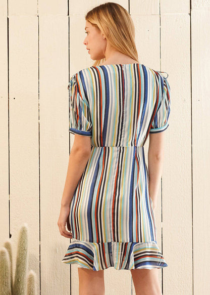 Multi-color Ruched Dress in Beach