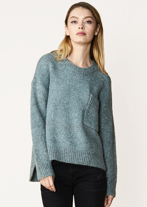 Crewneck Pocket Front Sweater in Fall Sage