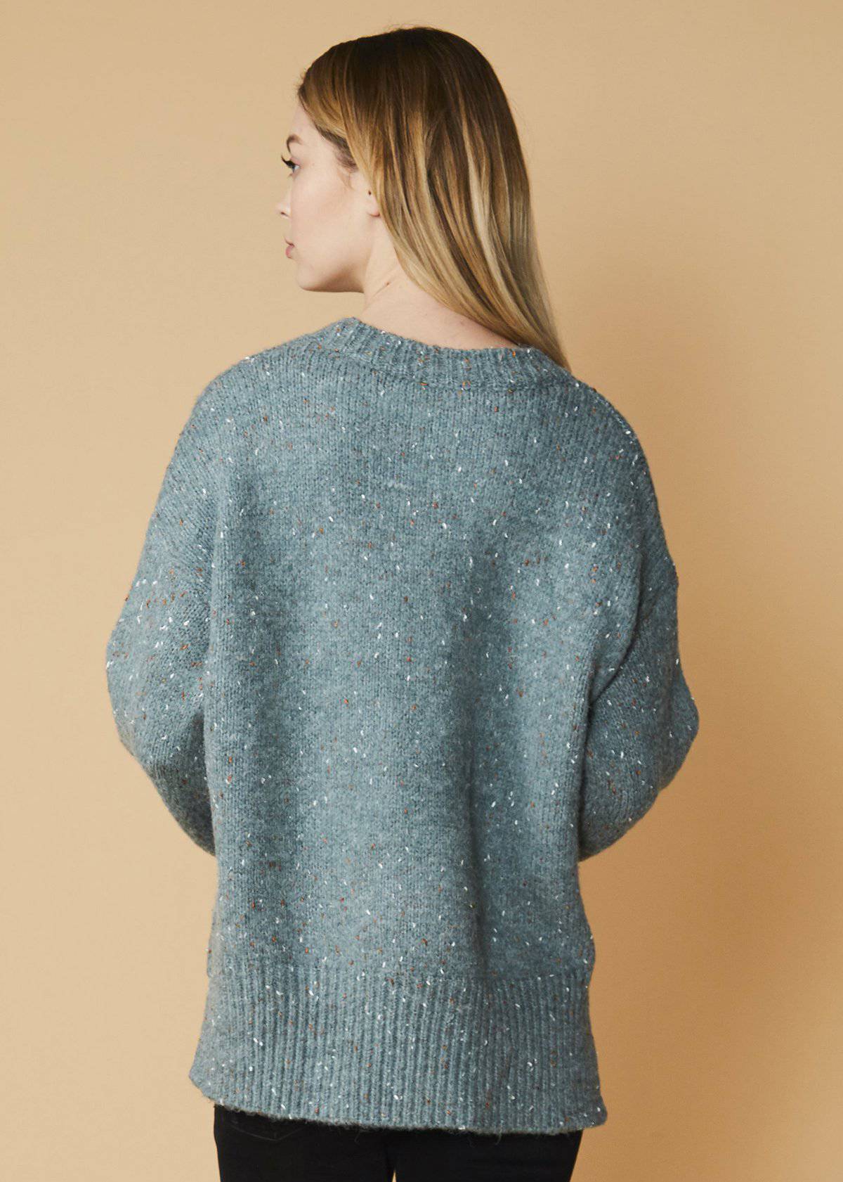 Crewneck Pocket Front Sweater in Fall Sage