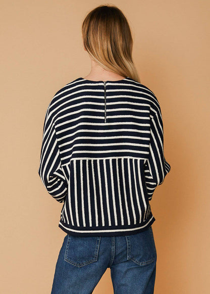 Stripe Dolman Sweatshirt in Midnight stripe