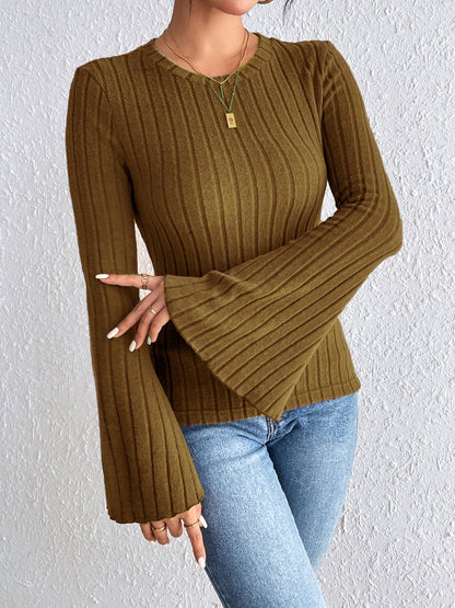 Round Neck Flare Sleeve Shirt