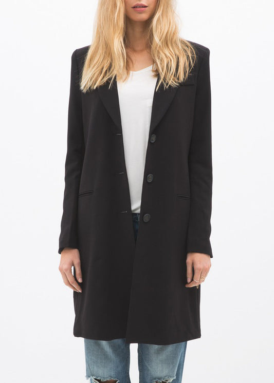 Notch Lapel Longline Button Front Jacket