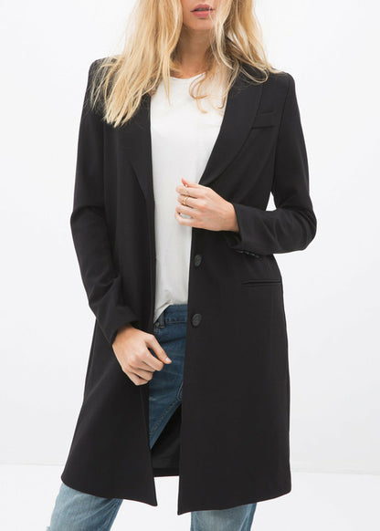 Notch Lapel Longline Button Front Jacket