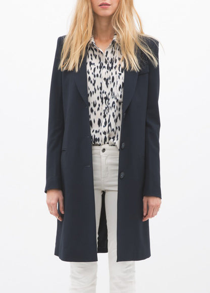 Notch Lapel Longline Button Front Jacket