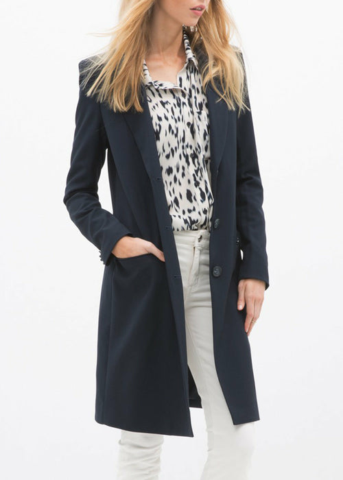 Notch Lapel Longline Button Front Jacket