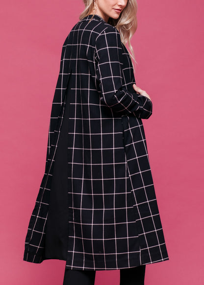 Minimalist Grid Longline Coat