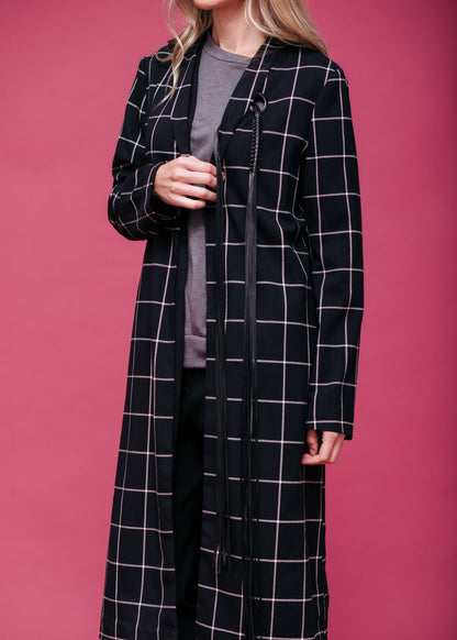 Minimalist Grid Longline Coat