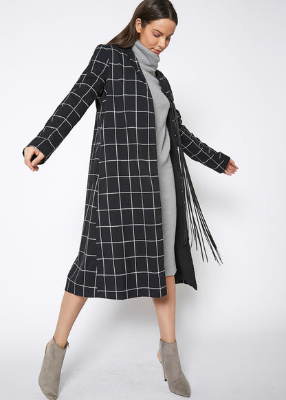 Minimalist Grid Longline Coat