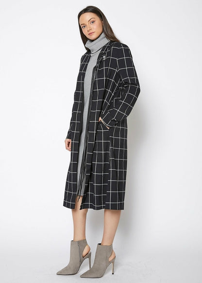 Minimalist Grid Longline Coat