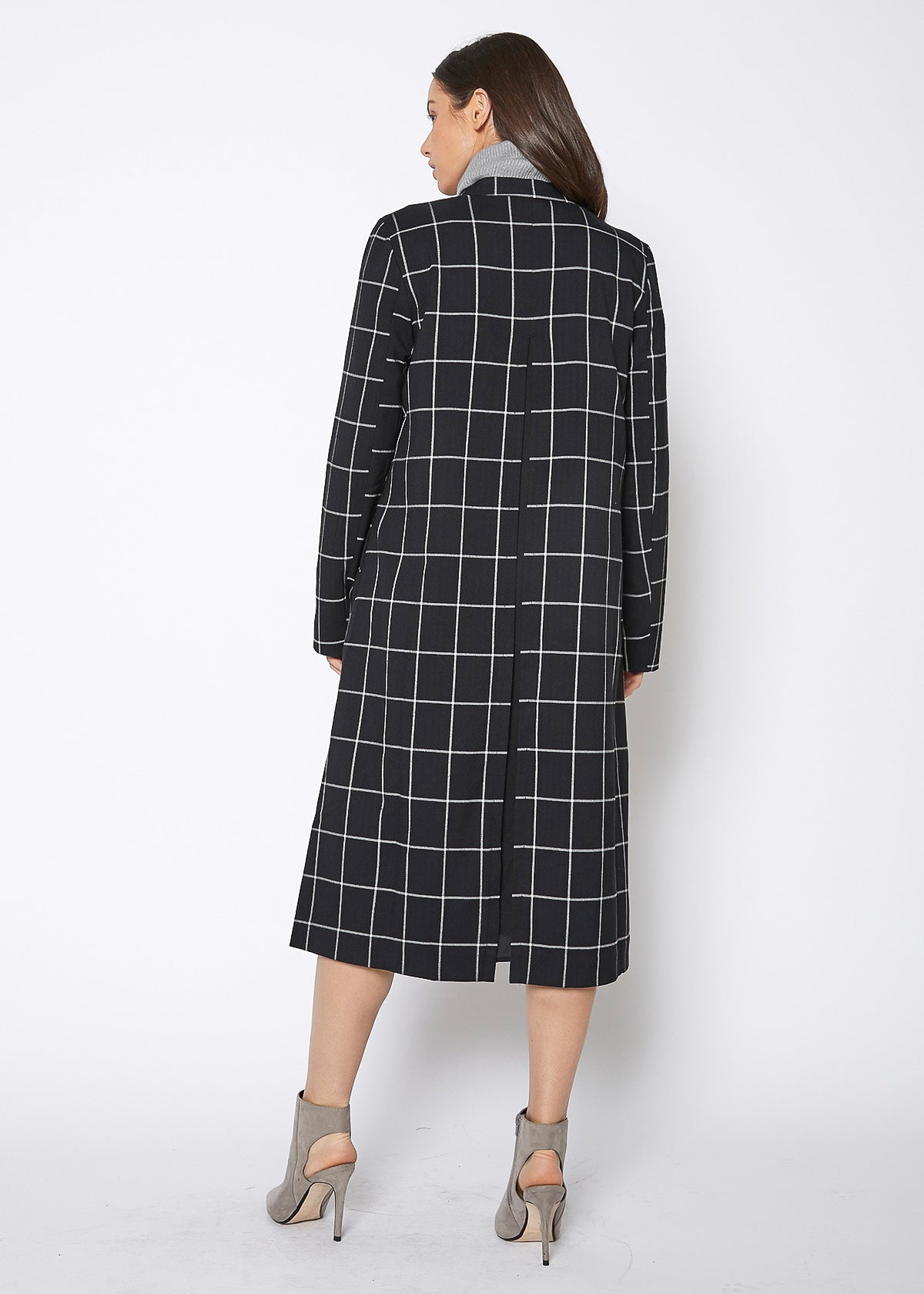 Minimalist Grid Longline Coat