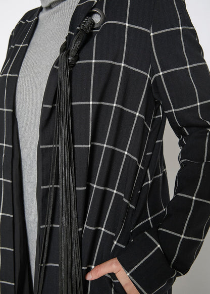 Minimalist Grid Longline Coat