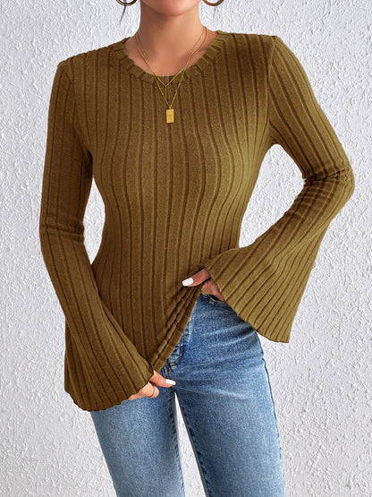 Round Neck Flare Sleeve Shirt