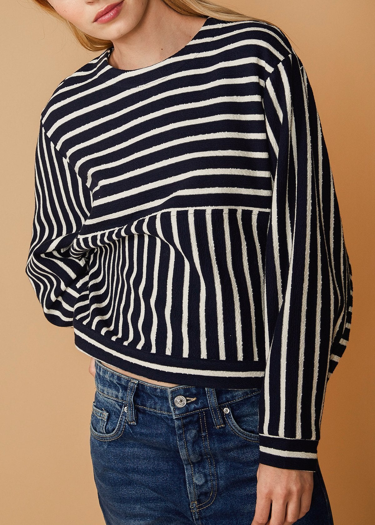 Stripe Dolman Sweatshirt in Midnight stripe