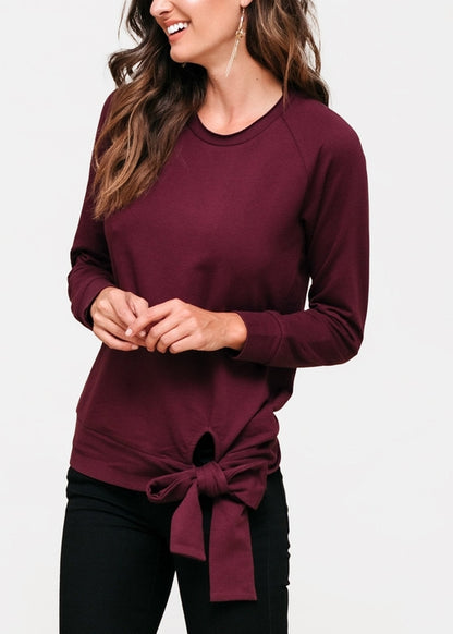 Crew Neck Tie Knot Sweatshirt