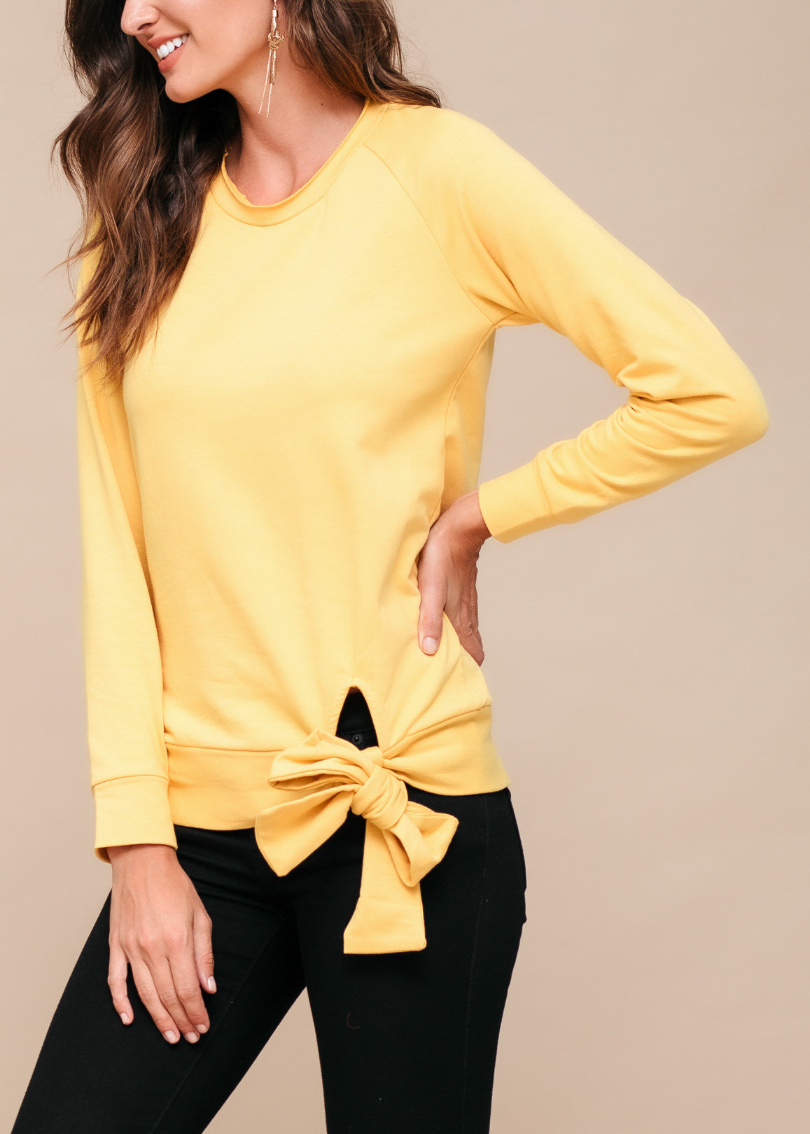 Crew Neck Tie Knot Sweatshirt