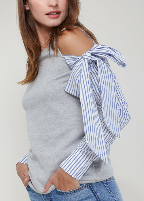 Open Shoulder Tie Sleeve Top