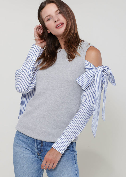 Open Shoulder Tie Sleeve Top