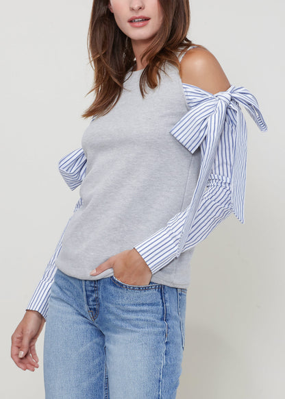 Open Shoulder Tie Sleeve Top