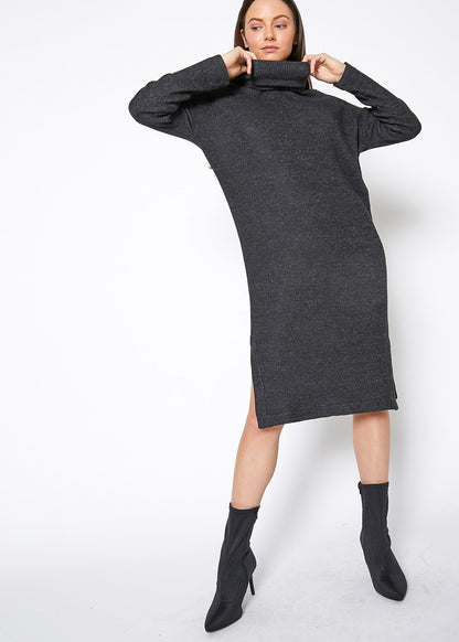 Turtle Neck Midi Sweater Dress