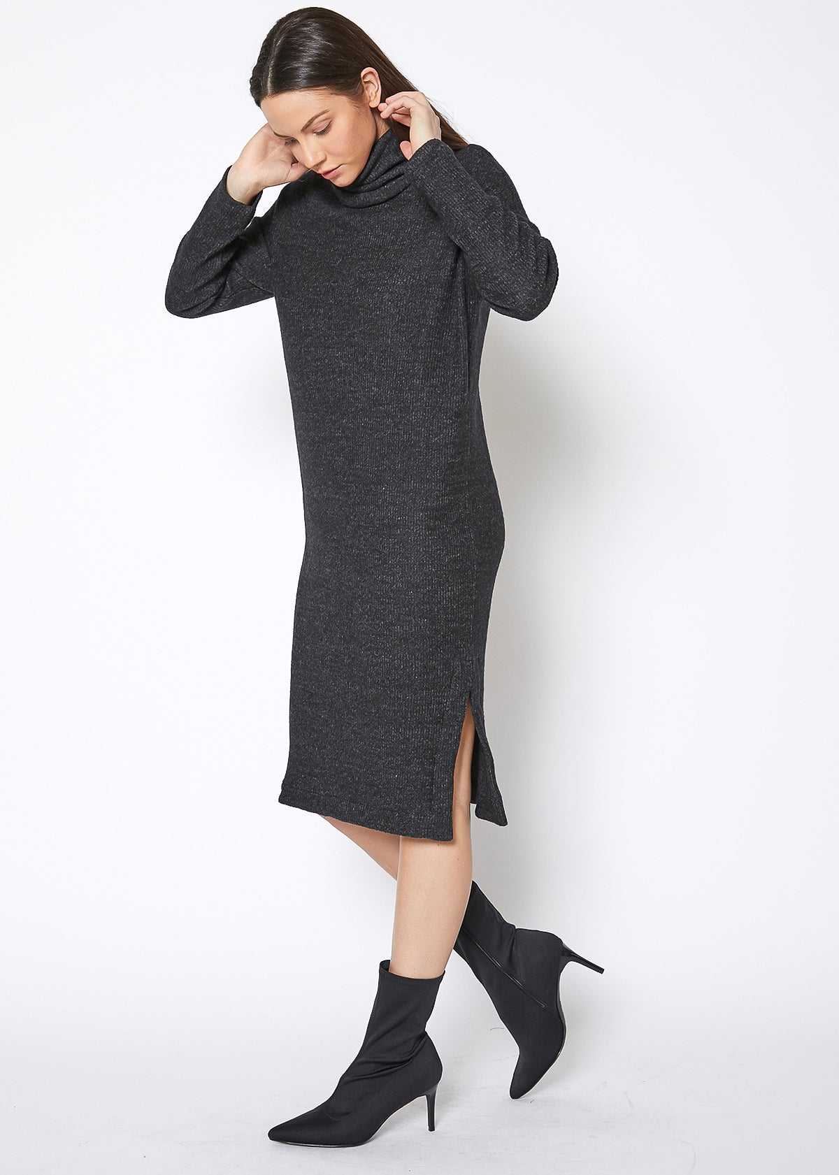 Turtle Neck Midi Sweater Dress