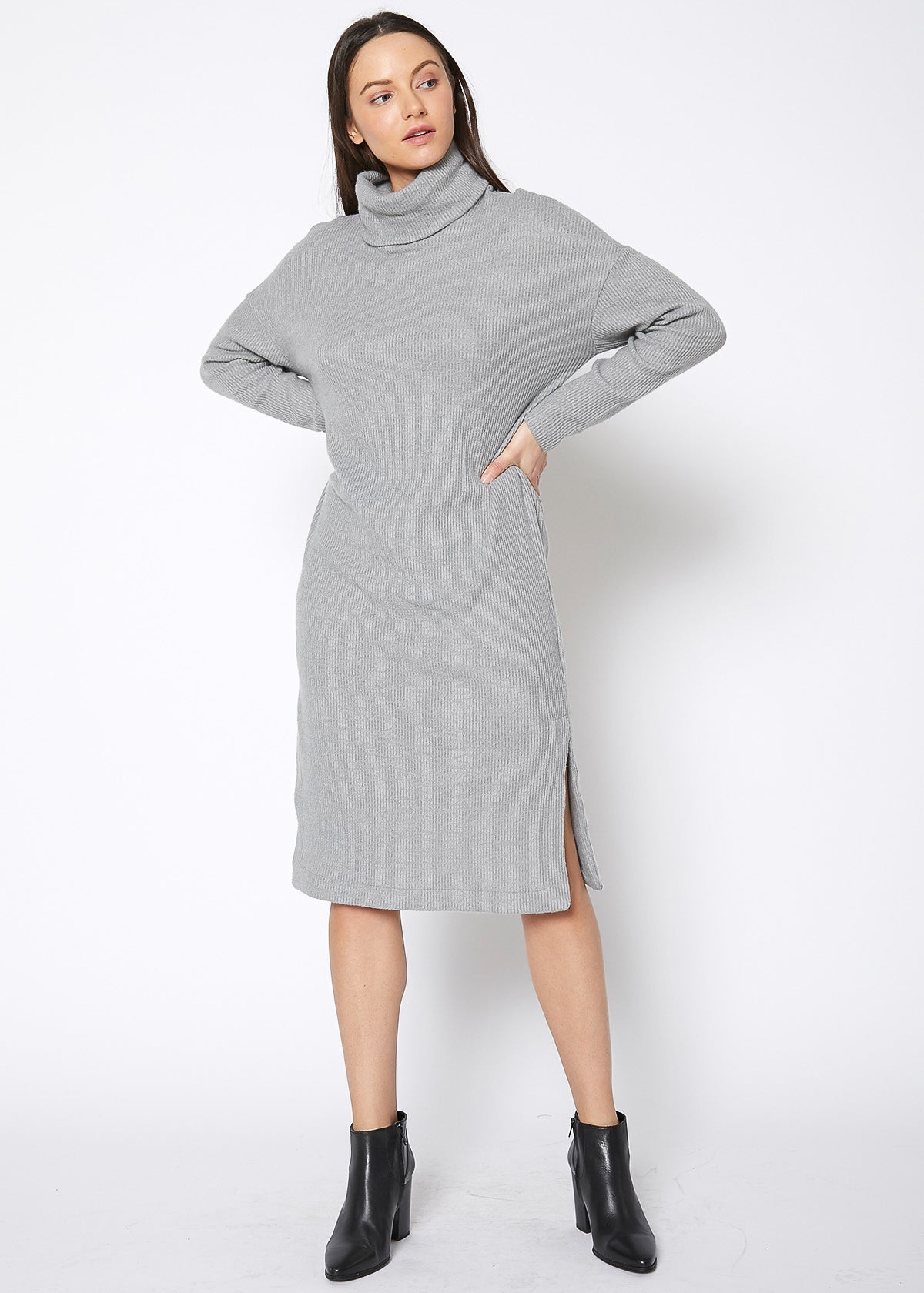 Turtle Neck Midi Sweater Dress