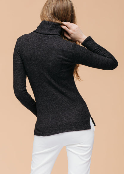 Soft Turtle Neck Ribbed Knit Sweater Top