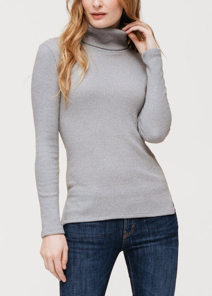 Soft Turtle Neck Ribbed Knit Sweater Top