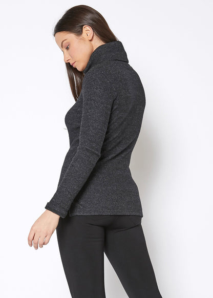 Soft Turtle Neck Ribbed Knit Sweater Top