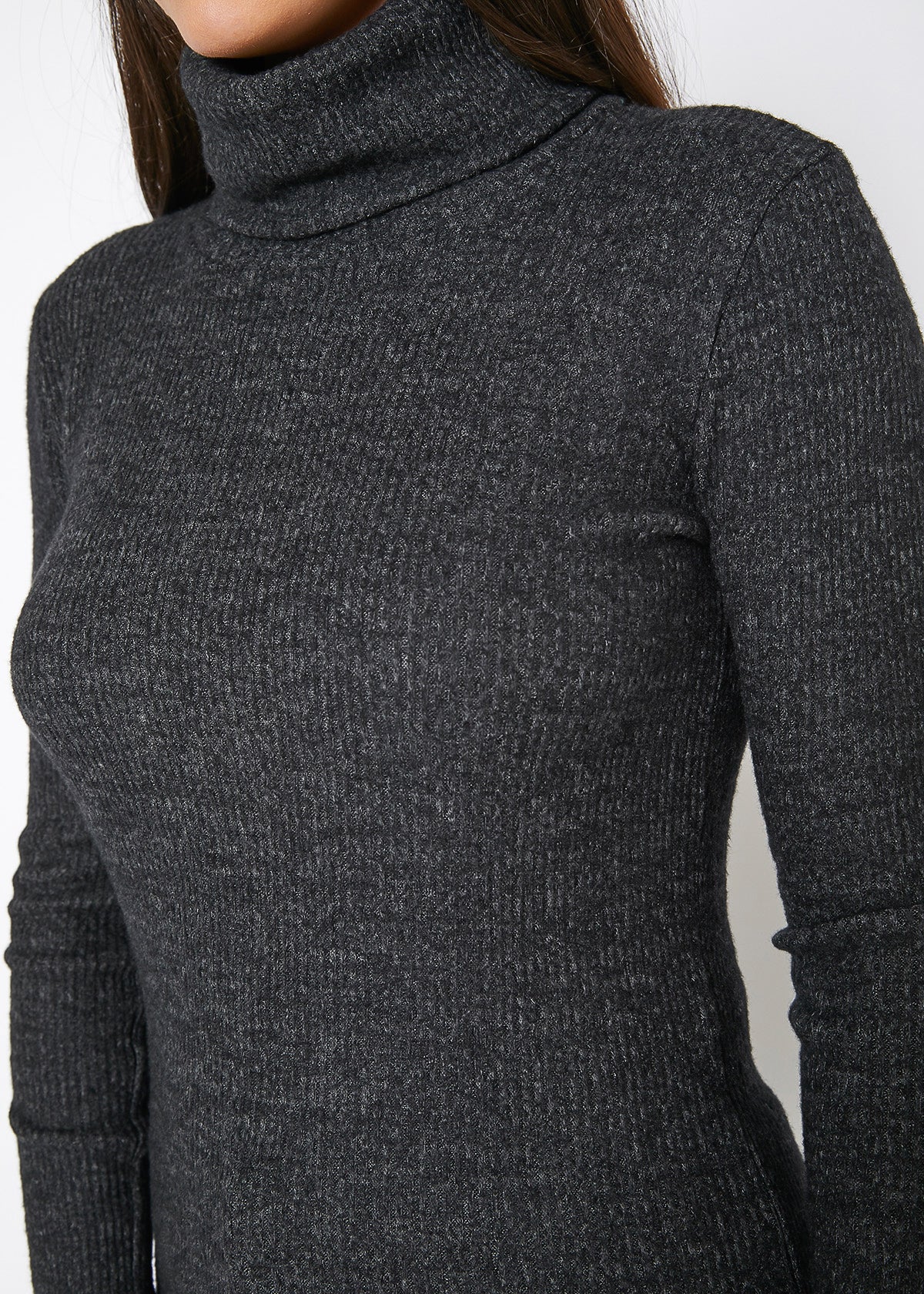 Soft Turtle Neck Ribbed Knit Sweater Top