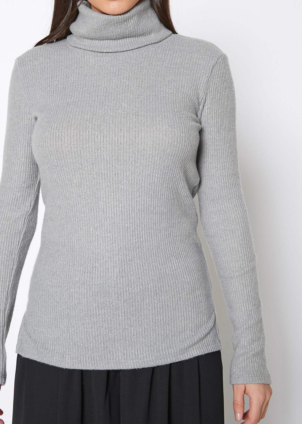 Soft Turtle Neck Ribbed Knit Sweater Top