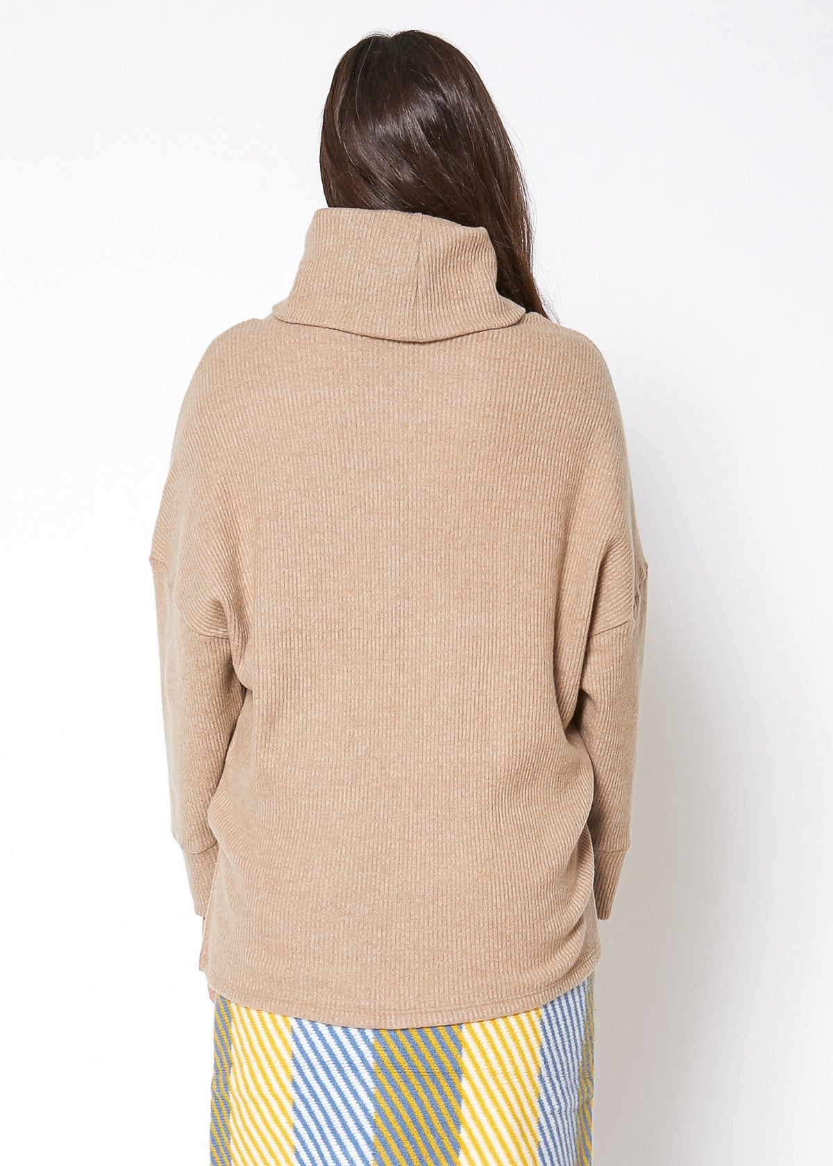 Turtle Neck Ribbed Oversize Sweater Top