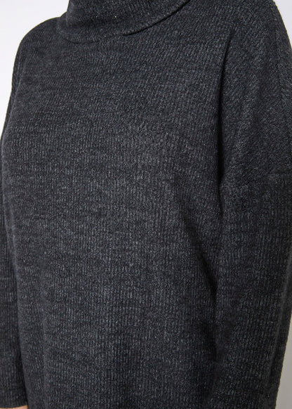 Turtle Neck Ribbed Oversize Sweater Top