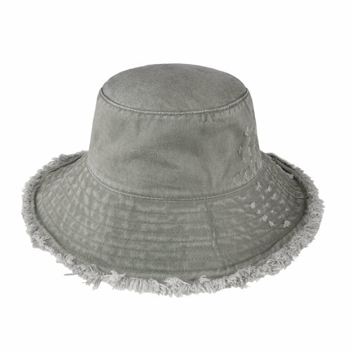 Wide Brim Frayed Bucket Hat