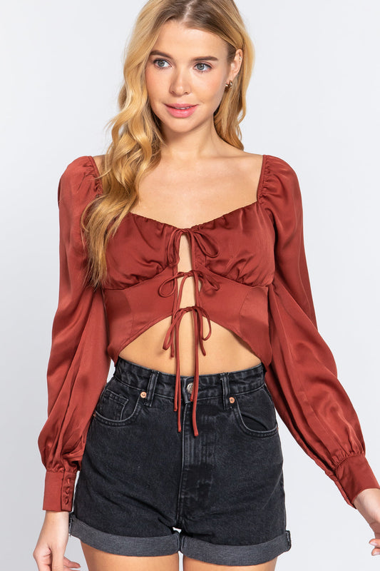 Long Sleeve Sweetheart Neck Top