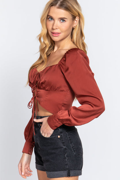 Long Sleeve Sweetheart Neck Top