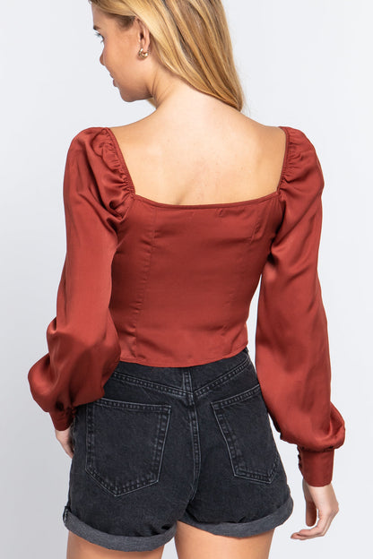 Long Sleeve Sweetheart Neck Top