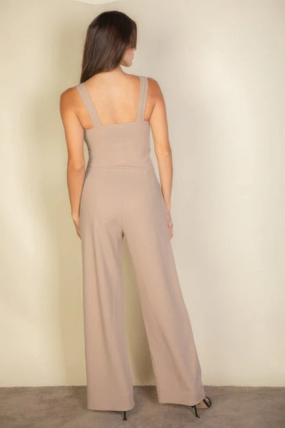 Notched neck cami jumpsuit