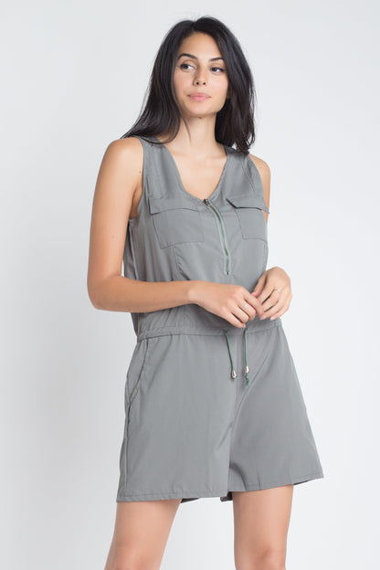 Zip Front Sleeveless Romper