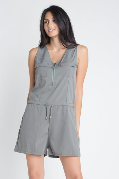 Zip Front Sleeveless Romper