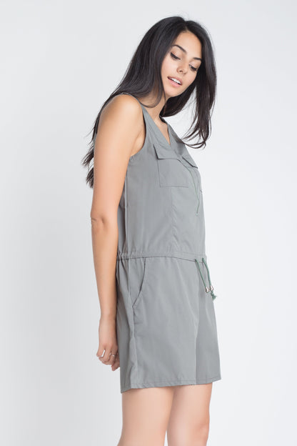 Zip Front Sleeveless Romper