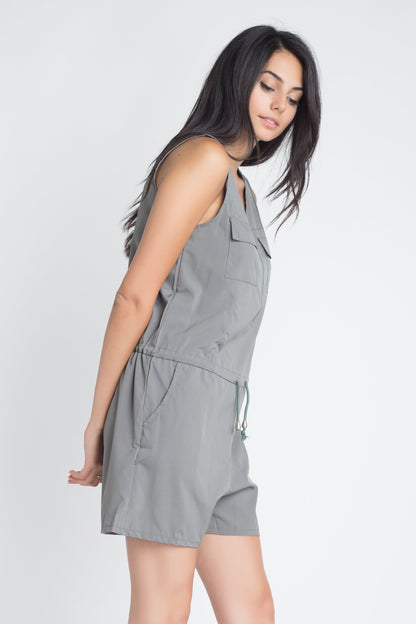 Zip Front Sleeveless Romper