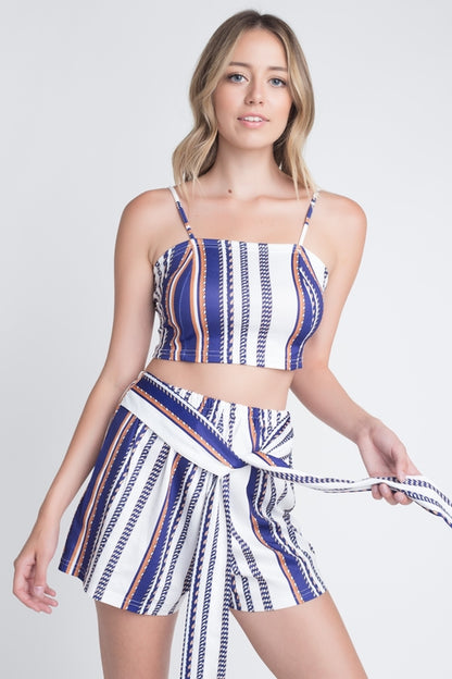 Stripe Printed 2pc Set with Tie