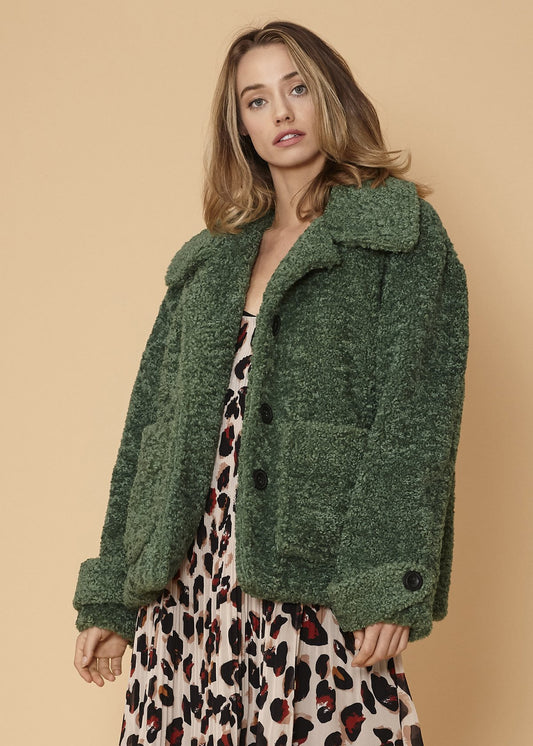 Shearling Coat in Fallforest