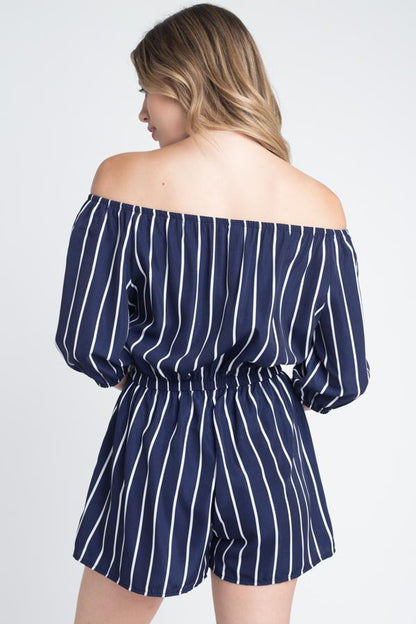 Off Shoulder Stripe Romper