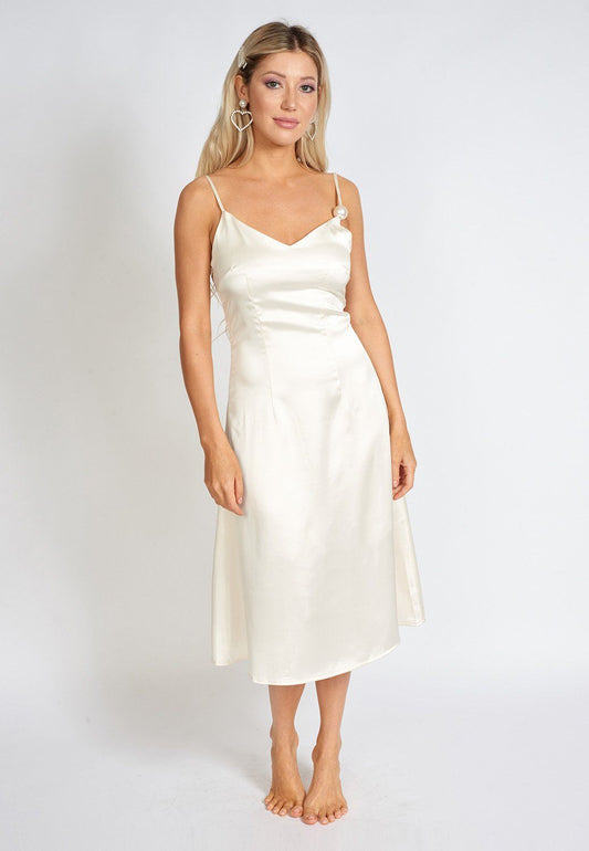 Léonie One Pearl Satin Slip Dress