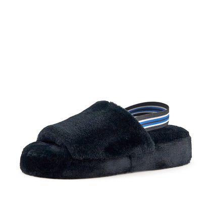 Lisbon Faux Fur Slipper Black