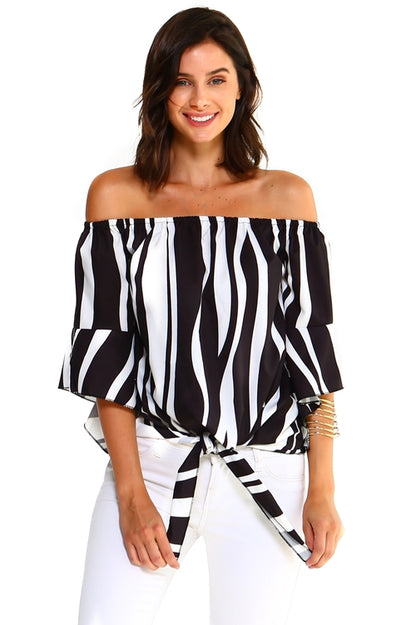 Strapless Striped Bandage Blouse