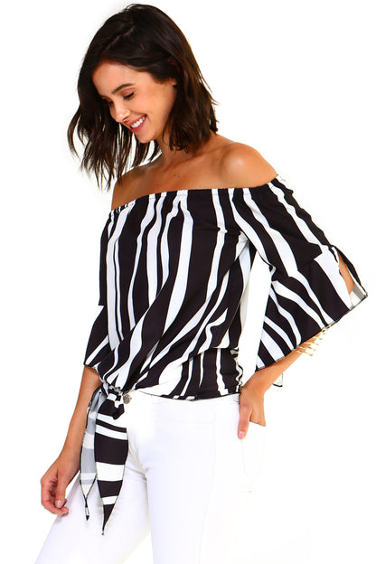 Strapless Striped Bandage Blouse